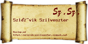 Szlávik Szilveszter névjegykártya
